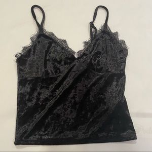 F21 Black Velvet Tank Top
